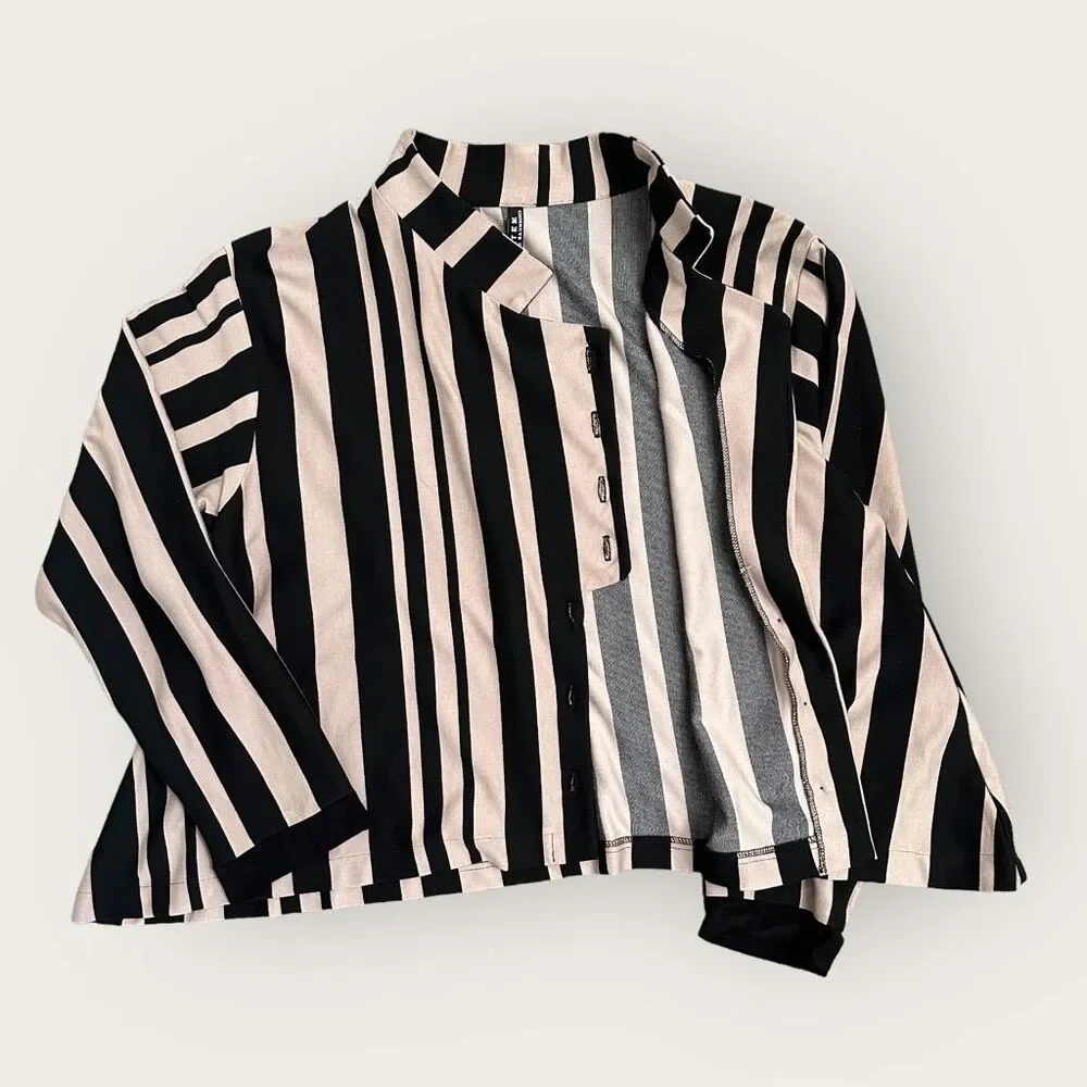 ITEMZ Chris Baumgartner‎ Striped Lagenlook Cotton Light Jacket OS USA Made